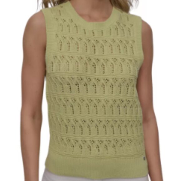 Brand New Women's Sleeveless Lacey Stitch Crew Neck Vest - Picture 5 of 5
